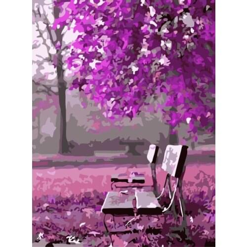 UnUnframed pictures on canvas diy digital oil painting by numbers home decoration unique gift craft paint Purple romantic E00