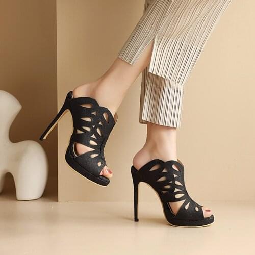 BLXQPYT 12cm Ultra High Heels Sexy Stripper Party Summer Sandals Women Pumps Platform Shoes Slippers Super Size 30-52 21-2