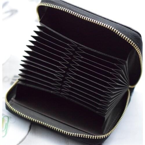 Credit/Bank Card Holder Wallet Case PU Card ID Holders Black Passport Cover 26 Bit Business Card holder Double Zipper Cardholder