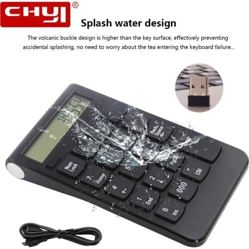 CHYI Small-Size 2.4GHz Wireless Numeric Keypad Numpad 19 Keys Digital Keyboard for Accounting Teller Laptop Notebook Tablets