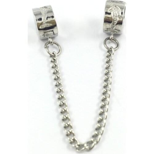 Dolphins Safety Chain Beads Clips Locks Stoppes Bead Fit Charms Bracelets & Bangles