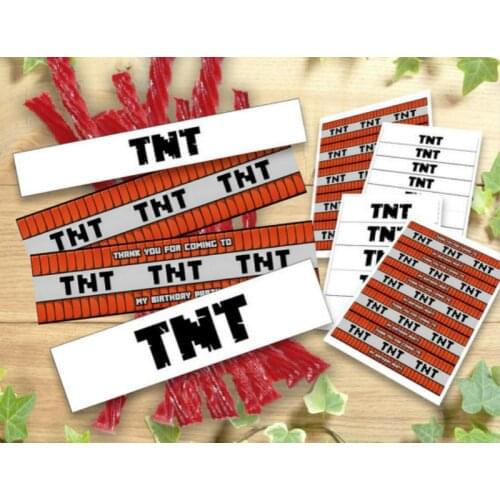 6pcs For TNT Birthday Party TNT Labels Wraps Birthday Party Wrappers candy Decoration Food Tent Wrap Labels Buffet