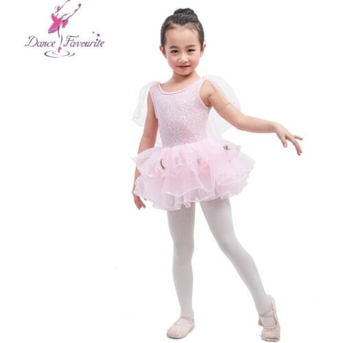 Beautiful pink sequin child ballet tutu, girl stage performance ballet costumes
