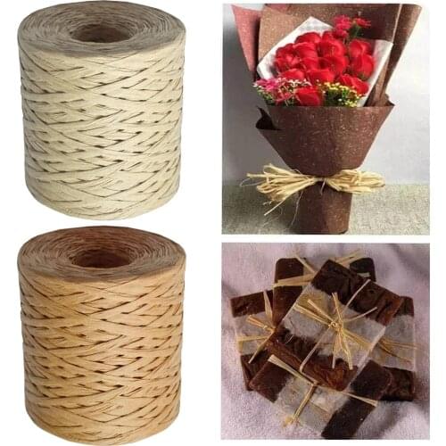 200m Raffia Paper Ribbon Roll Eco-friendly Recyclable Twine Cord for Valentines Gift Wrapping Bouquets Decoration Weaving