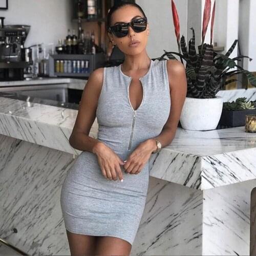 Summer and Autumn Womens Sleeveless Half-Open Collar Dress Fashion Sexy Slim Office Party Dress party dress bodycon dress