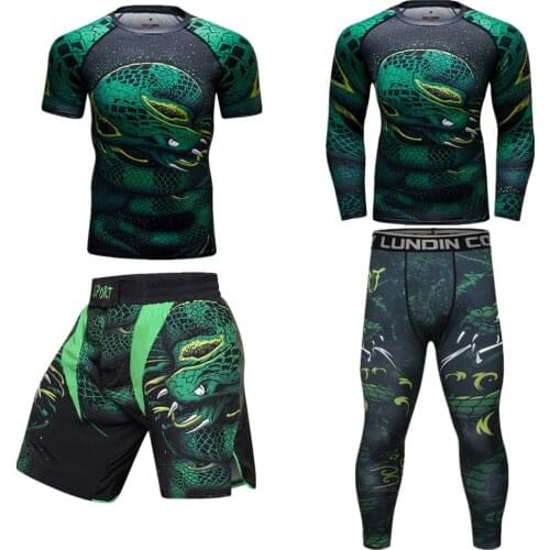 MMA Rashguard Rattlesnake 3D Sportwear Boxing Jerseys Men KickBoxing Muay Thai Breathable Fightwear Bjj MMA T-shirts Shorts Set