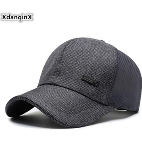 XdanqinX Summer Mens Breathable Mesh Cap Sunscreen Baseball Caps New Adjustable Head Size Fishing Cap Snapback Cap Dads Hat