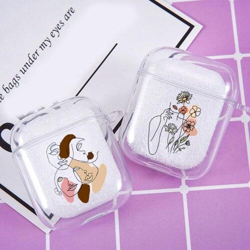 Minimal Line Art Woman With Floral Soft Silicone Case For Airpods Pro 2 1 Bluetooth Wireless Earphone Cover Charging Box Bag