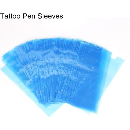 200pcs Tattoo Machine Pen Sleeves Bags Supply Disposable Covers Blue for Professional Tattoo Gun Machine Supply Accessory