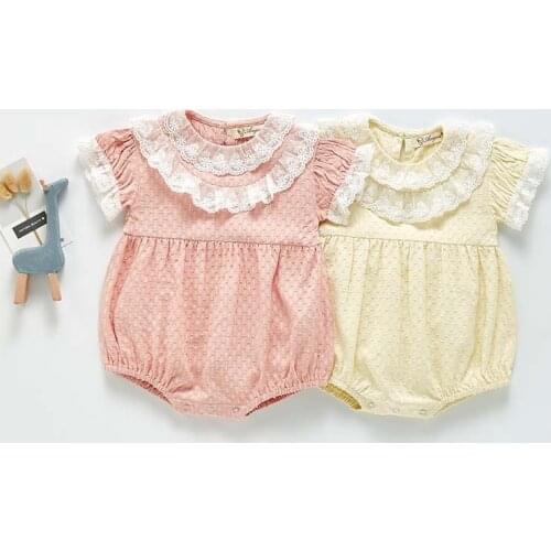 Newborn Baby Girls Jumpsuit Lace Toddler Baby Girl Cotton Triangle Romper Summer Infant Baby Girls Clothes