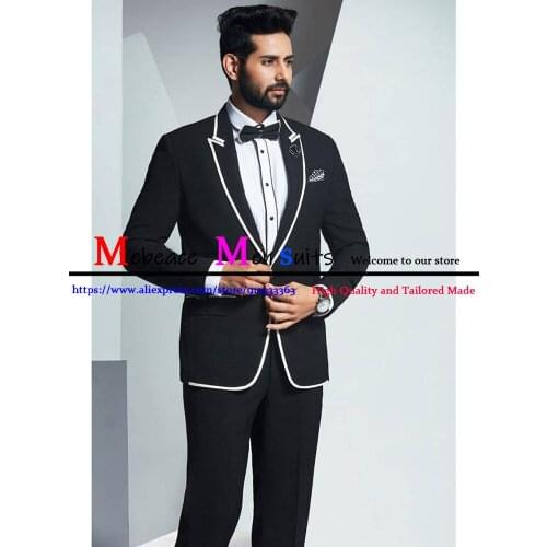 2021 Autumn Tailor Made Fashion Groomsman Suit Black Peaked Lapel Formal Slim Fit Groom Tuxedo For Wedding 2 Pieces(Coat+Pants)