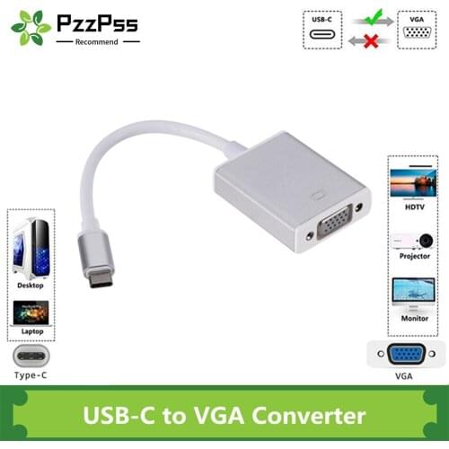 PzzPss USB 3.1 to VGA Adapter Type C to Female VGA Adapter Cable for New Macbook Surface Pro Hot Sales USB C TO VGA Converter