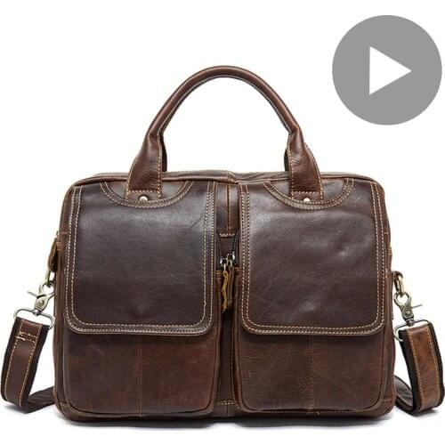 Shoulder Work Business Messenger Office Women Men Bag Genuine Leather Briefcase For Document Handbag Male Female Laptop Travel