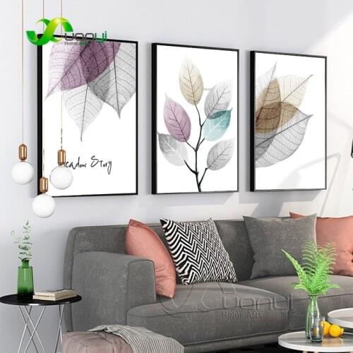 Nordic Modern Poster Colorful Leaf Plant Abstract Painting Wall Art Picture HD Art Print Canvas Painting For Living Room
