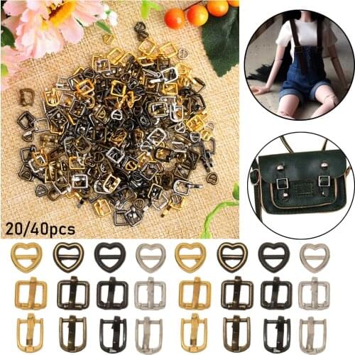 20/40Pcs 3/5mm Mini Tri-glide Buckle Belt Cute Heart Shaped Buckle Doll Bag Buttons DIY Doll Shoes Clothes Accessories