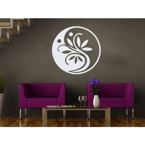 Ying Yang Flower Wall Stickers For Livingroom Moroccan Style Yoga Studio Interior Pattern Wall Decal Meditation Home DecorSYY697