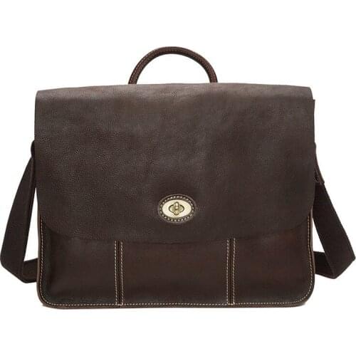 Men Genuine Leather Briefcase Mens Fashion Retro Shoulder Bags High Quality Vintage Handbags Simple Portable Travel Mens Bag
