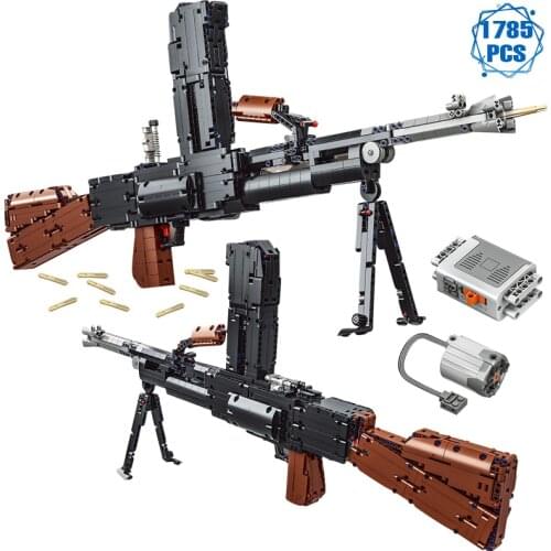 Technical Ideas Electric Gun Building Blocks Moc Military Light Machine Model Bricks Educational Toys for Boys Holiday Gifts