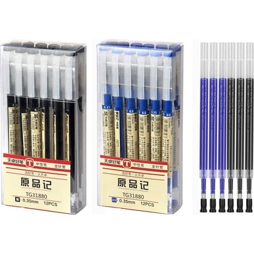 0.35mm Fine Gel Pen Blue/Black Ink Refills Rod for Handle Marker Pens School Gelpen Office Student Writing Drawing Stationery