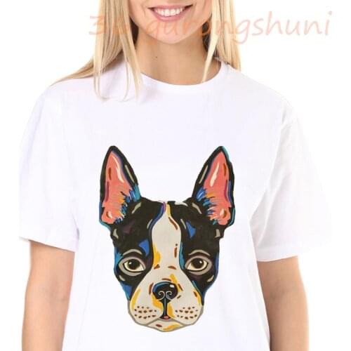 Tops watercolor t-shirt gothic Boston Terrier art dog vintage tshirt women summer clothes t shirt streetwear dropshipping 2020