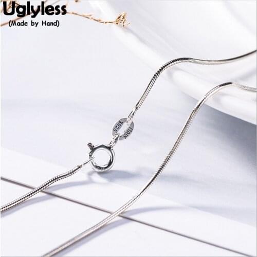 Uglyless Real Solid 925 Sterling Silver Handmade Snake Chains Necklaces Unisex Fine Jewelry Accessory NO Pendants Choker Bijoux