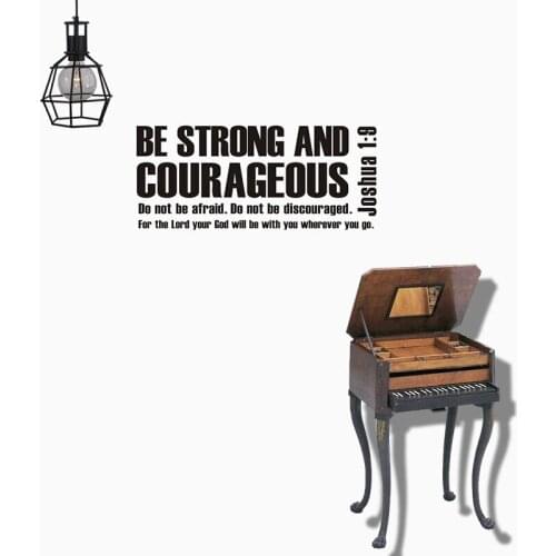 WJWY Be Strong And Courageous Wall Sticker Bible Verse Scripture Home Decor Living Room Bedroom Wall Decals Art Murals