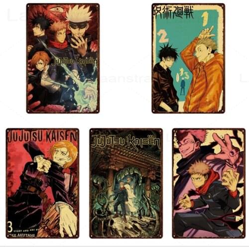 Jujutsu Kaisen Iron Sign Home Decoration Japanese Anime Metal Plate Teenager Room Decor Tin Plaque Comics Wall Art Poster