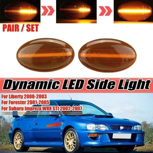 Yellow LED Dynamic Turn Signal Lamp Side Marker Lights for Subaru Impreza Wrx Sti 02-07 Liberty 00-03 Forester 01-05