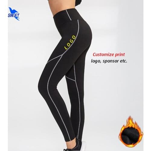 2020 Winter Fleece Women Compression Running Leggings High Waist Sports Pants Gym Fitness Tights Stretch Yoga Trousers Customize