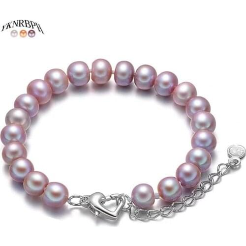YKNRBPH S925 Sterling Silver Natural White Pearl Bracelet For Womens Engagement Gift Fine Jewelry Bracelets