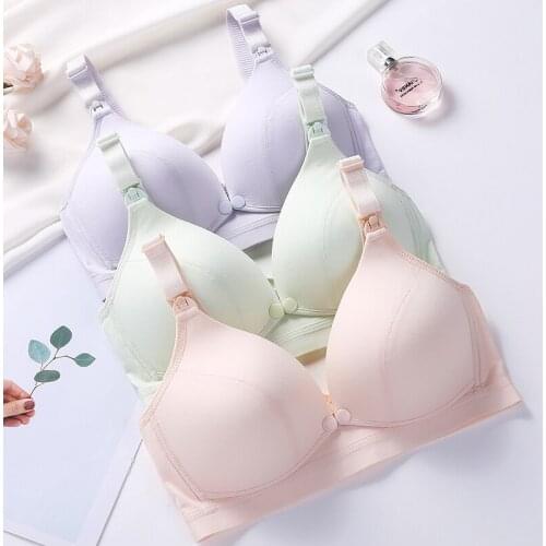 Womens Breastfeeding Bra Without Steel Ring Before Opening Button For Pregnant Women Gather Anti-sagging Bra Womens Cotton Bra