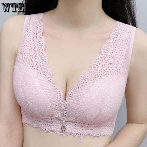 Sexy Push Up Bra for Women Seamless Wide Strap Plus Size Wireless Bra Underwear Lace Lingerie D E Cup Bralette Brassiere Women