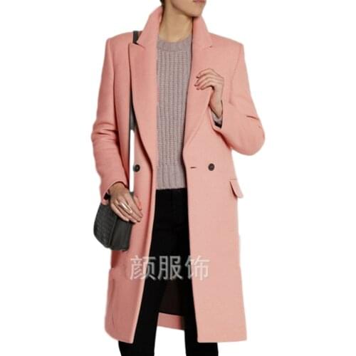 Women Wool Coat 2020 Winter Overcoat Elegant Warm Long Coat Office Korean Style Double Breasted Fashion Female Loose Outerwear