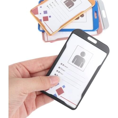 1PCS Business Pass Tag Holder Card Holder Aluminum Alloy ID Badge Card Holder Dropshipping Office Supplies