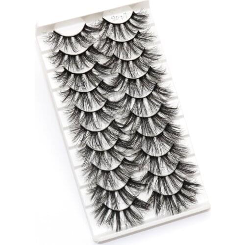 10 Pairs 20-25mm Lashes Mink Eyelashes Dramatic Volume Makeup Eye Lashes Natural False Eyelash Extension Make up Beauty Tools
