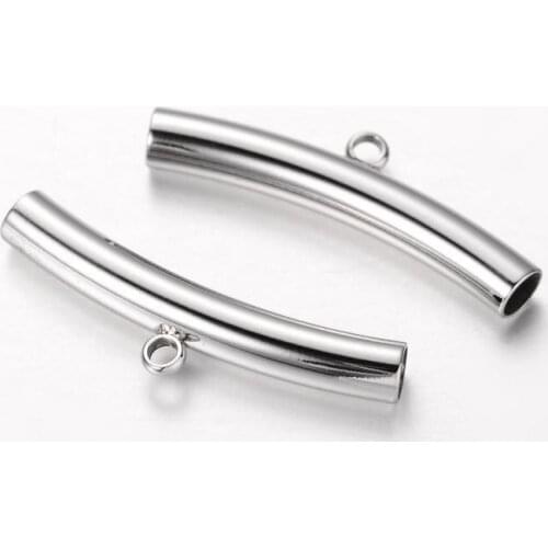 10pcs Curved 304 Stainless Steel Tube Hanger Links Bail Beads for Jewelry Making DIY Accessories Findings 9.5x32.5mm Hole: 2mm