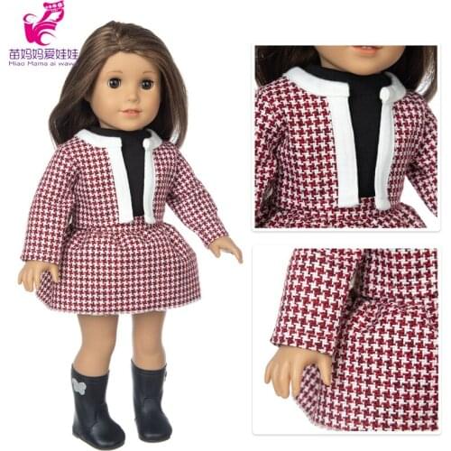 18" Girl Doll Suit Classic lattice Coat Reborn Baby Doll Suit Clothes Toys Wears
