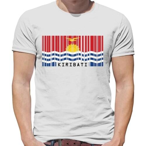 2019 Fashion Mens Print T-Shirt Kiribati Barcode Style Flag - Mens Crewneck T-Shirt - 7 Colourso Neck Shirt