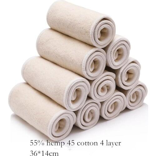 2021 hot sale!4 Layer(2+2) Organic Hemp Cotton Insert for baby Cloth Diaper nappy, 55% hemp, 45% orgac 50pcs/lot