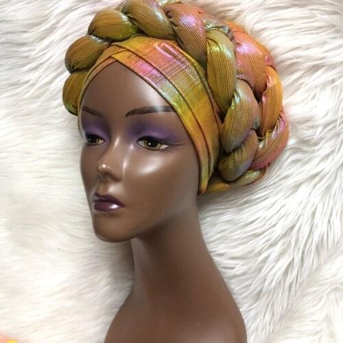 2021 New Shiny Turban Cap Headtie Turban Women Cap For African Hats Nigerian Turban Gele best selling Autogele
