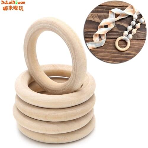 Wooden Beads Connectors Circles Rings Beads Unfinished Natural Wood Lead-Free Beads 15mm-65mm 5pcs