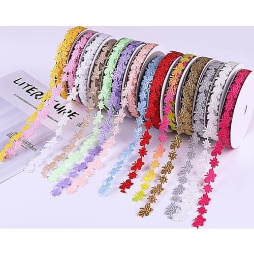 5 Yard 15mm Lace Trim Butterfly Embroidered Ribbon Fabric DIY Craft Clothes Sewing Accessories Wedding Party Decoration Supplies
