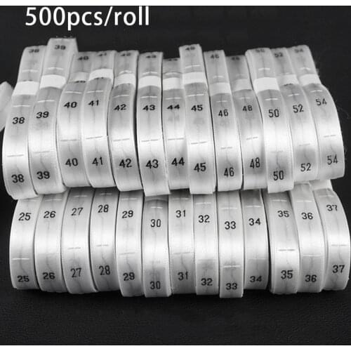 500Pcs/roll Clothing Number Size Label White Garment Clothes T Shirt Dress Cloth Fabric Label Tag 25/26/27/28/29/3035*12mm