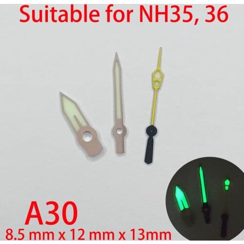 A30 suitable for NH35 watch pointers, watch accessories hand green/blue super luminous watch custom accessories NH36