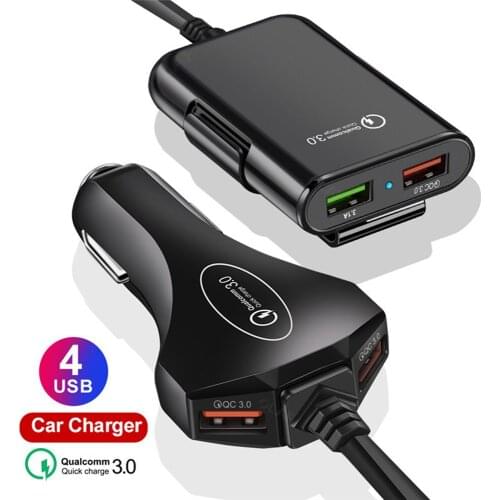FLOVEME 60W New 12A Front And Rear Seat 4USB Front And Rear Seat Vehicle Charger Qc 3.0 Fast Charging In Car For iPhone Samsung