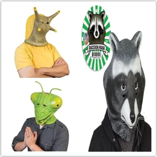 Fast delivery 2020 Animal Latex Masks Snail Mantis Raccoon Full Face Mask Adult Cosplay Prop Halloween Carnival Cosplay party