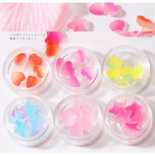 CHNRJML 6Boxes/set Soft Candy Jelly Drops Nail Art Decorations Stars Heart Sequin DIY Nails Polish 3D Jewelry Accessories Tool