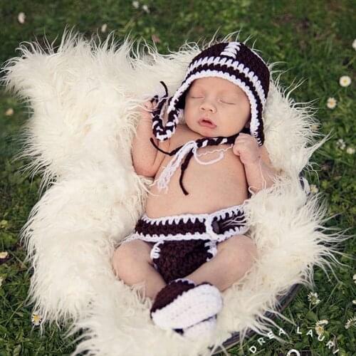 Baby Boys Sports Clothes Set Crochet Newborn Baby Photography Props Knitted Baby Hat Crochet New Born Shoes Infant Shower Gift