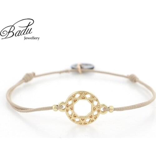 Badu Khaki Elastic Rope Bracelet Golden Charms Skeleton Charming Bracelets Fashion Jewelry Gift for Girls Wholesale
