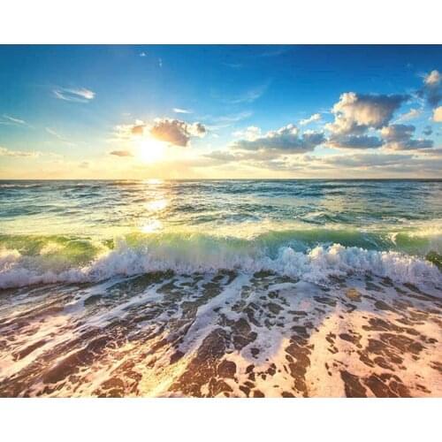 GATYZTORY Full Square Diamond Painting Sea Wave 5D DIY Diamond Embroidery Mosaic Landscape Art Kits Home Decoration